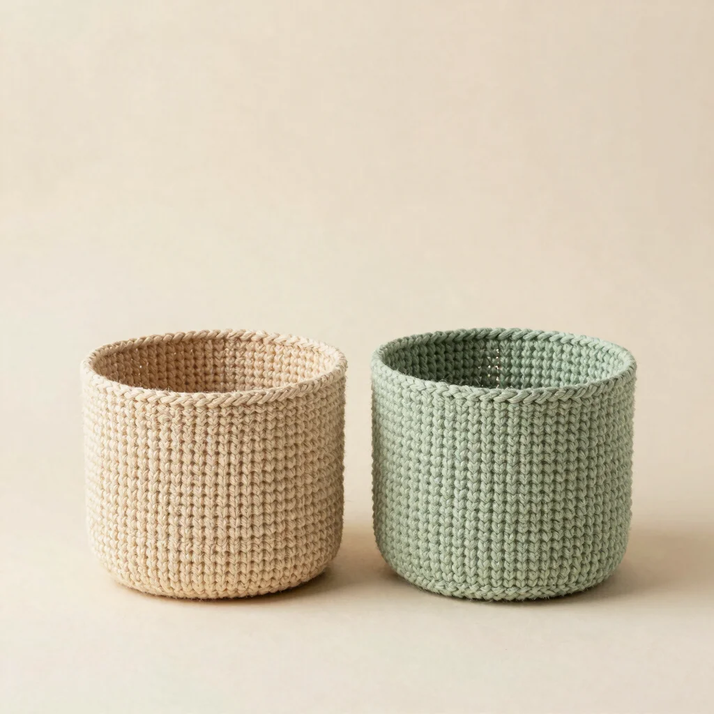 Gestrickte Körbchen Duo